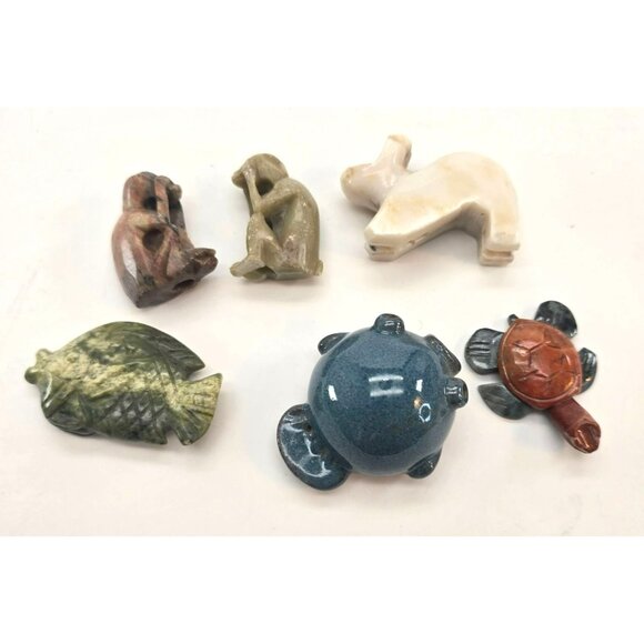 Miniature Animal Figurines Lot of 6 Handcrafted From Stone Resin & Ceramic je167 - Picture 1 of 9